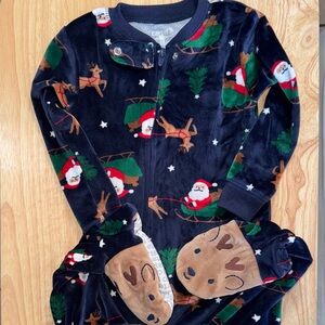 Carter's Festive Navy Pajama Set with Santa and Reindeer
